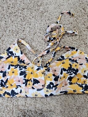 Kona Sol Yellow Floral Halter Bralette
